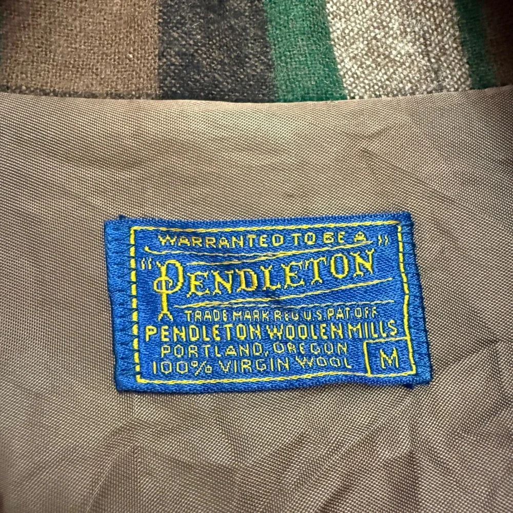 Pendleton Wool Blazer Mens Medium Green Brown Plaid Vintage 100% Virgin Wool